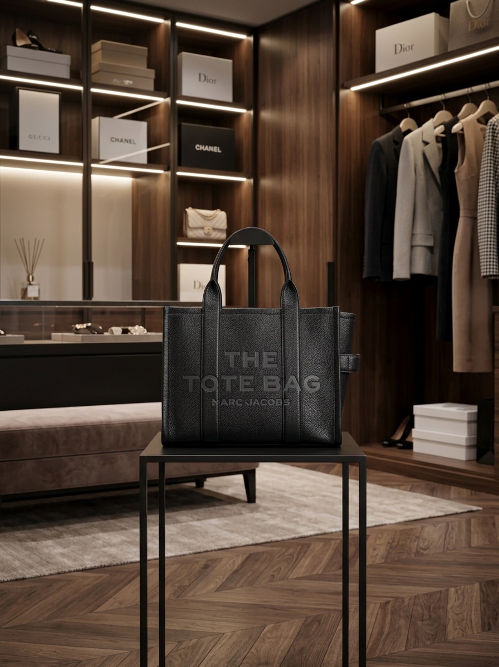 Marc Jacobs Black The Tote Bag Pebbled Leather